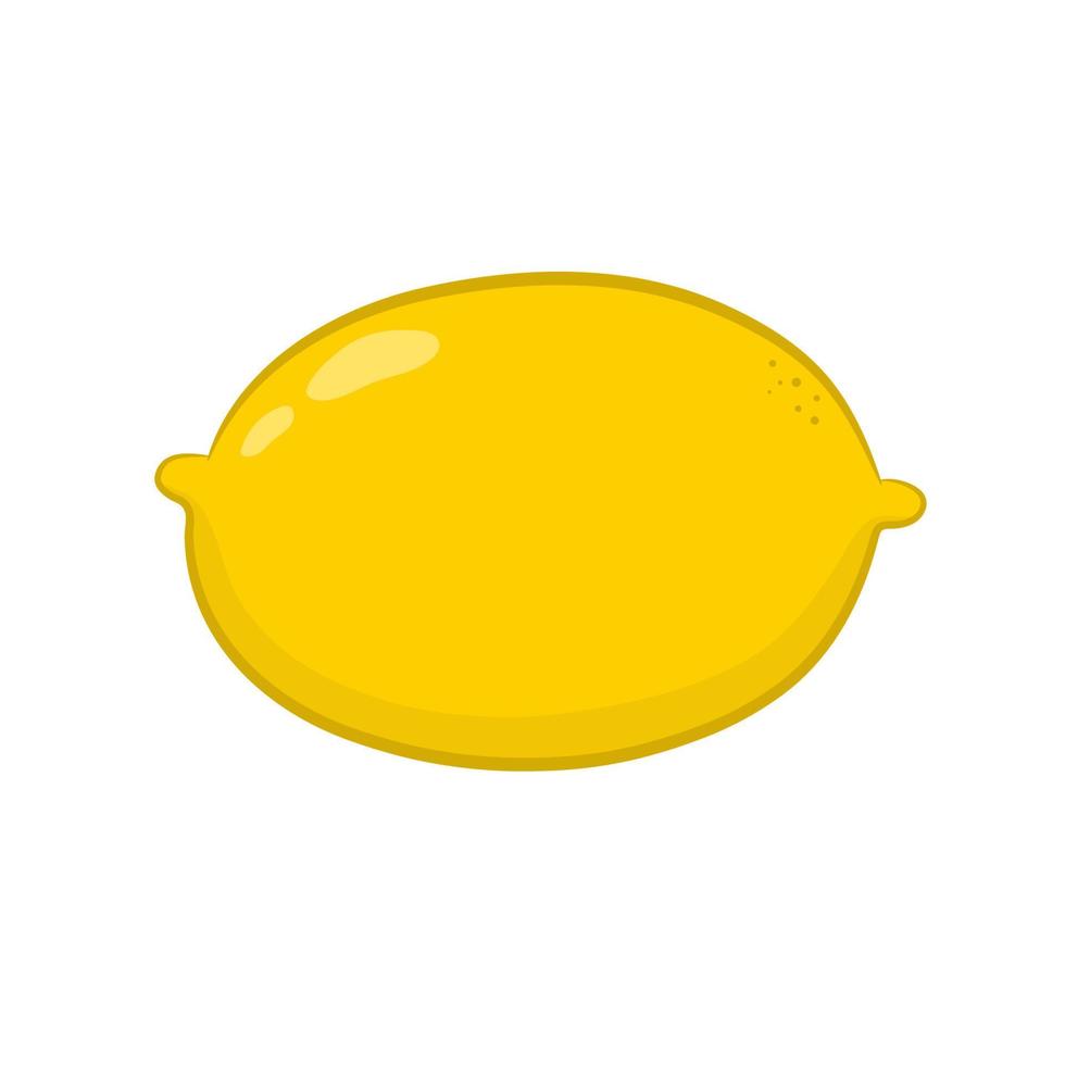 Cute yellow lemon in cartoon style. Fruit icon isolated on white background. Vector illustration