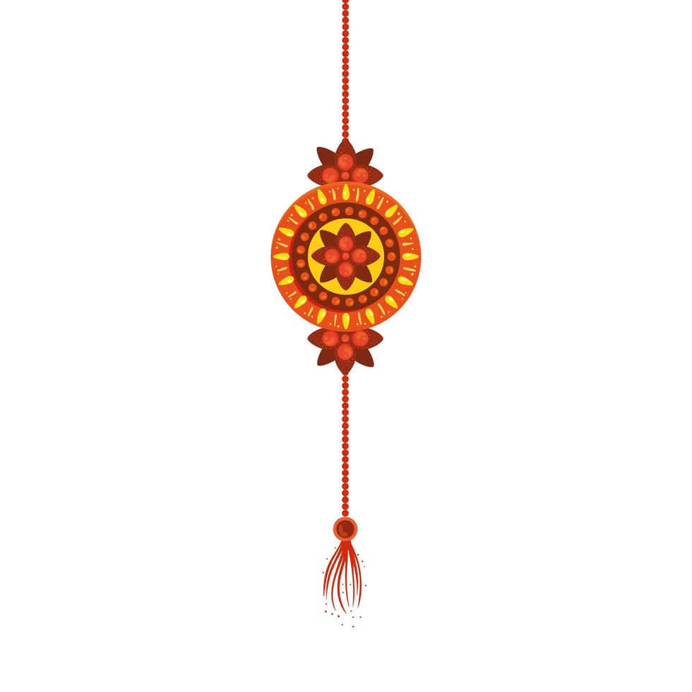 raksha bandhan, pulsera rakhi con flor sobre fondo blanco vector