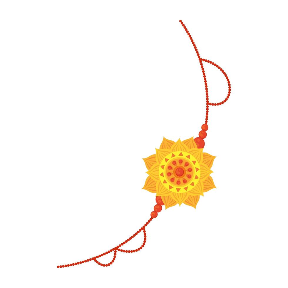 raksha bandhan, pulsera rakhi con flor sobre fondo blanco vector