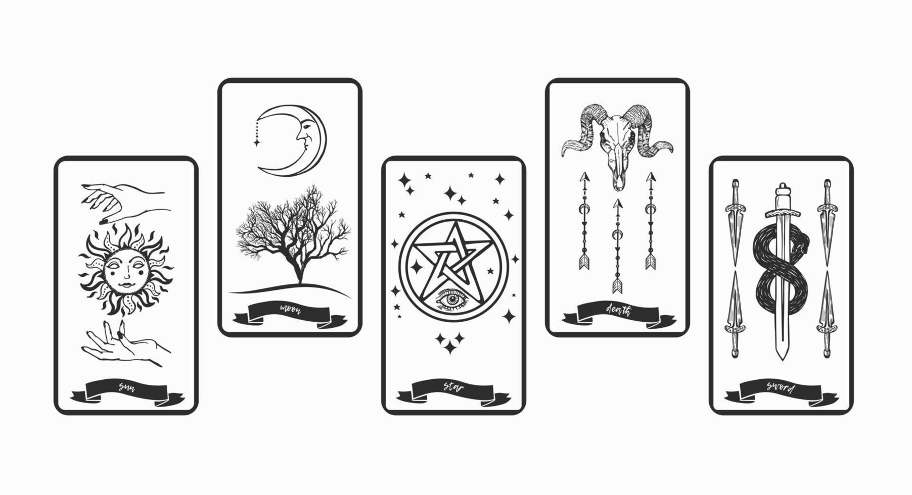 colección de cartas del tarot para adivinación. vector