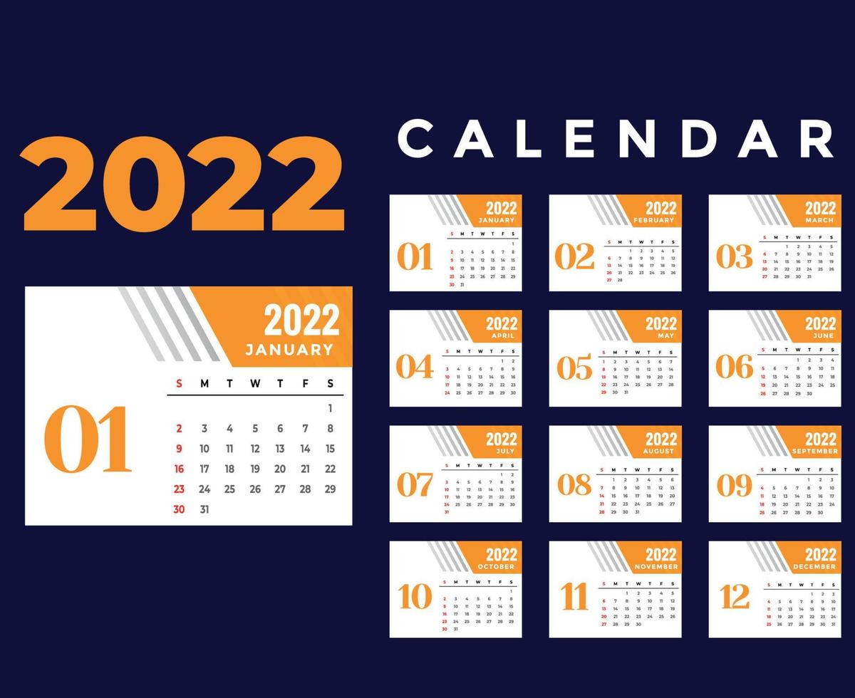 calendario 2022 enero mes feliz año nuevo diseño abstracto ilustración vectorial colores con fondo azul vector