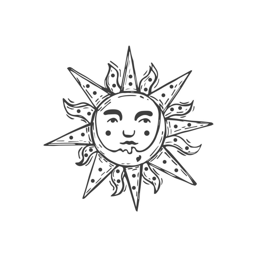 Eclipse vector sketch. Sun and moon illustration.