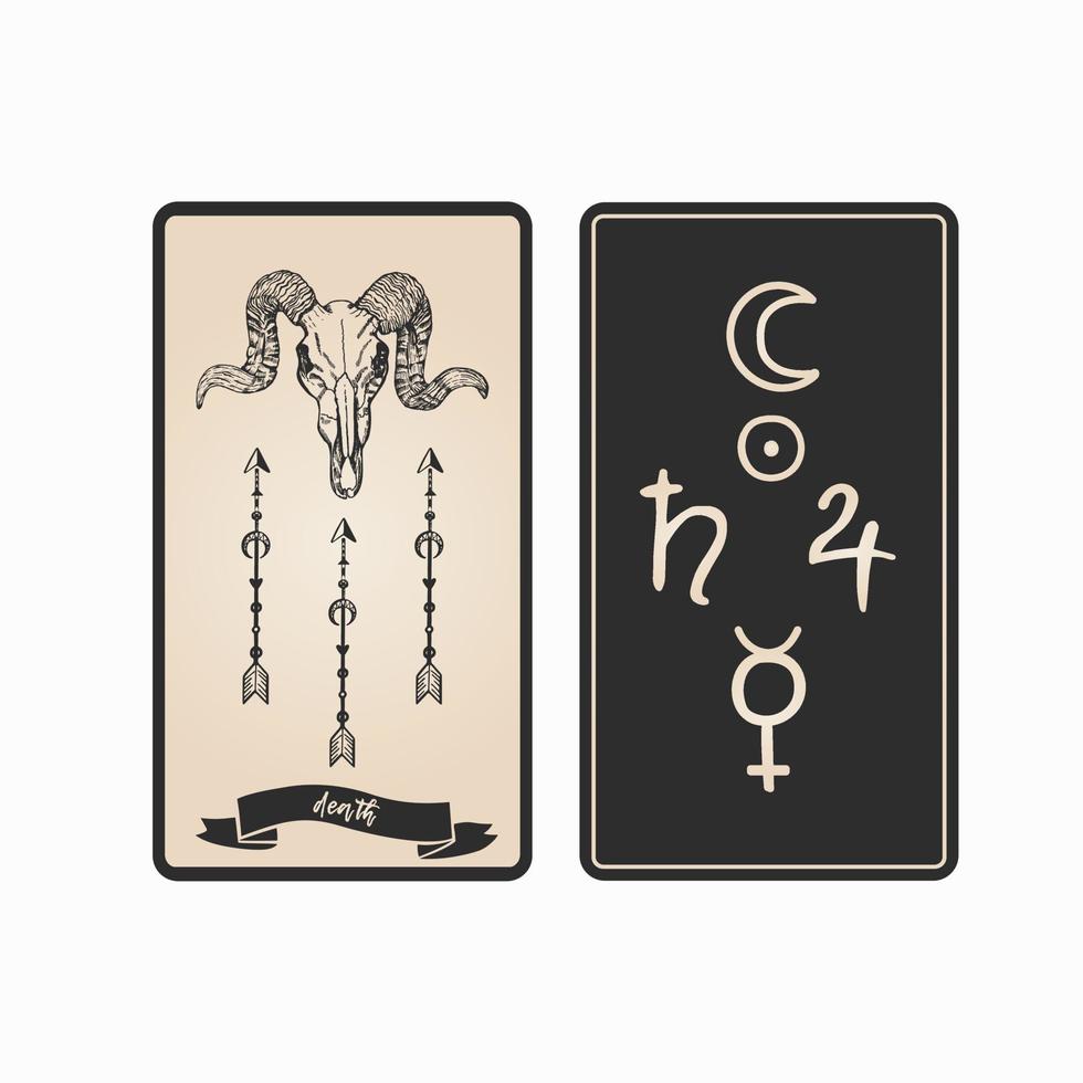 Death tarot card front and back. vector