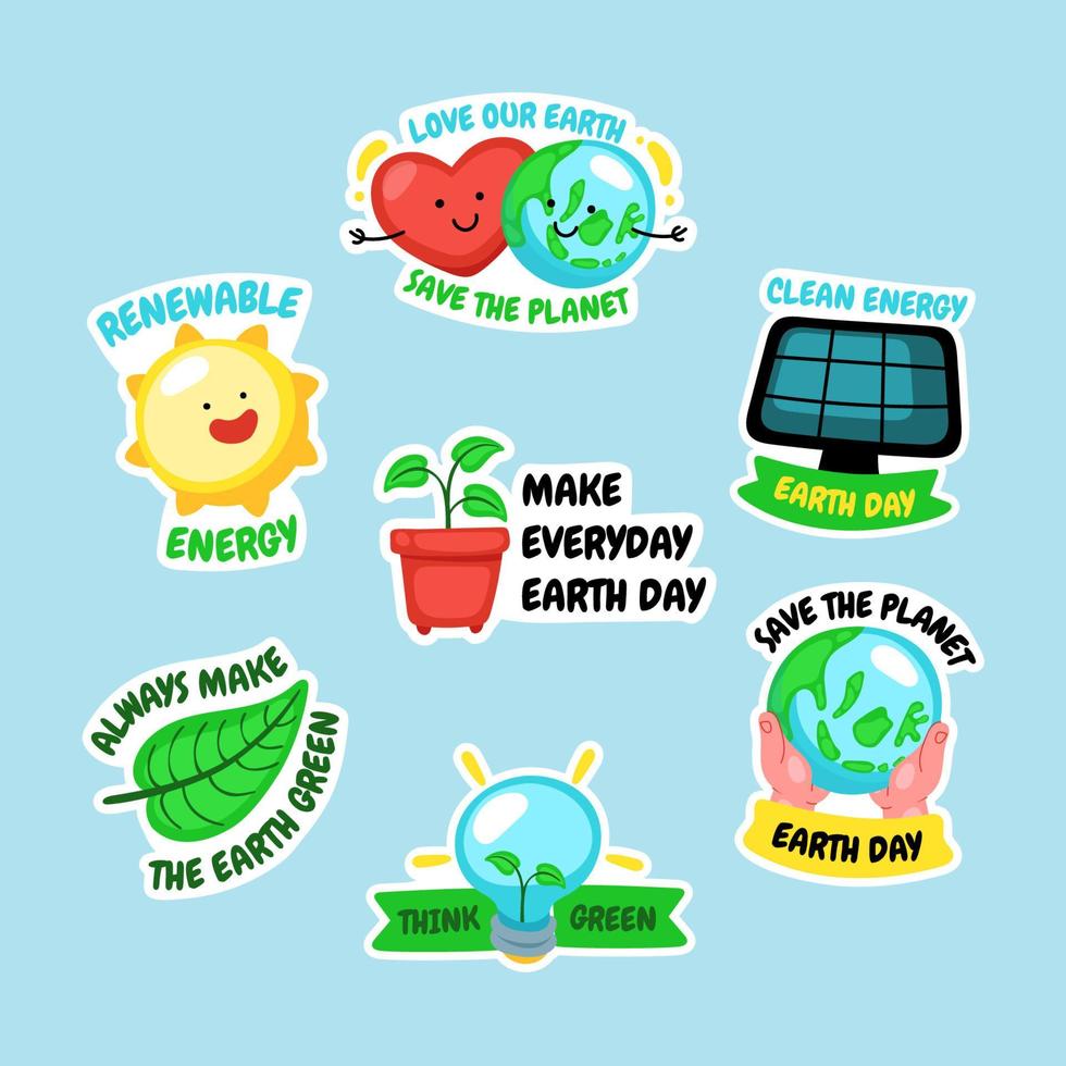 Earth Day Sticker Pack vector