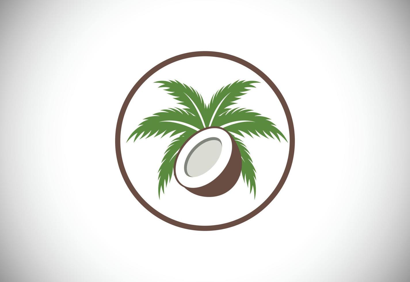 Creative modern coconut with leaves sign logo design template 5376109