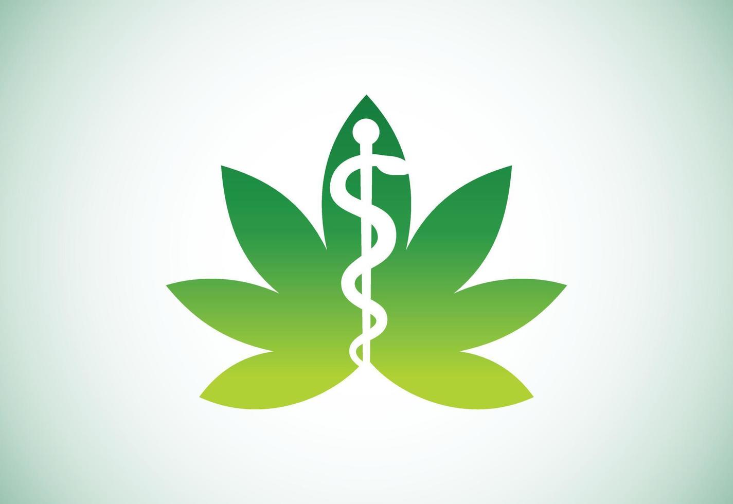 icono del logotipo de la hoja de cannabis o marihuana para la empresa médica o de salud y farmacia vector