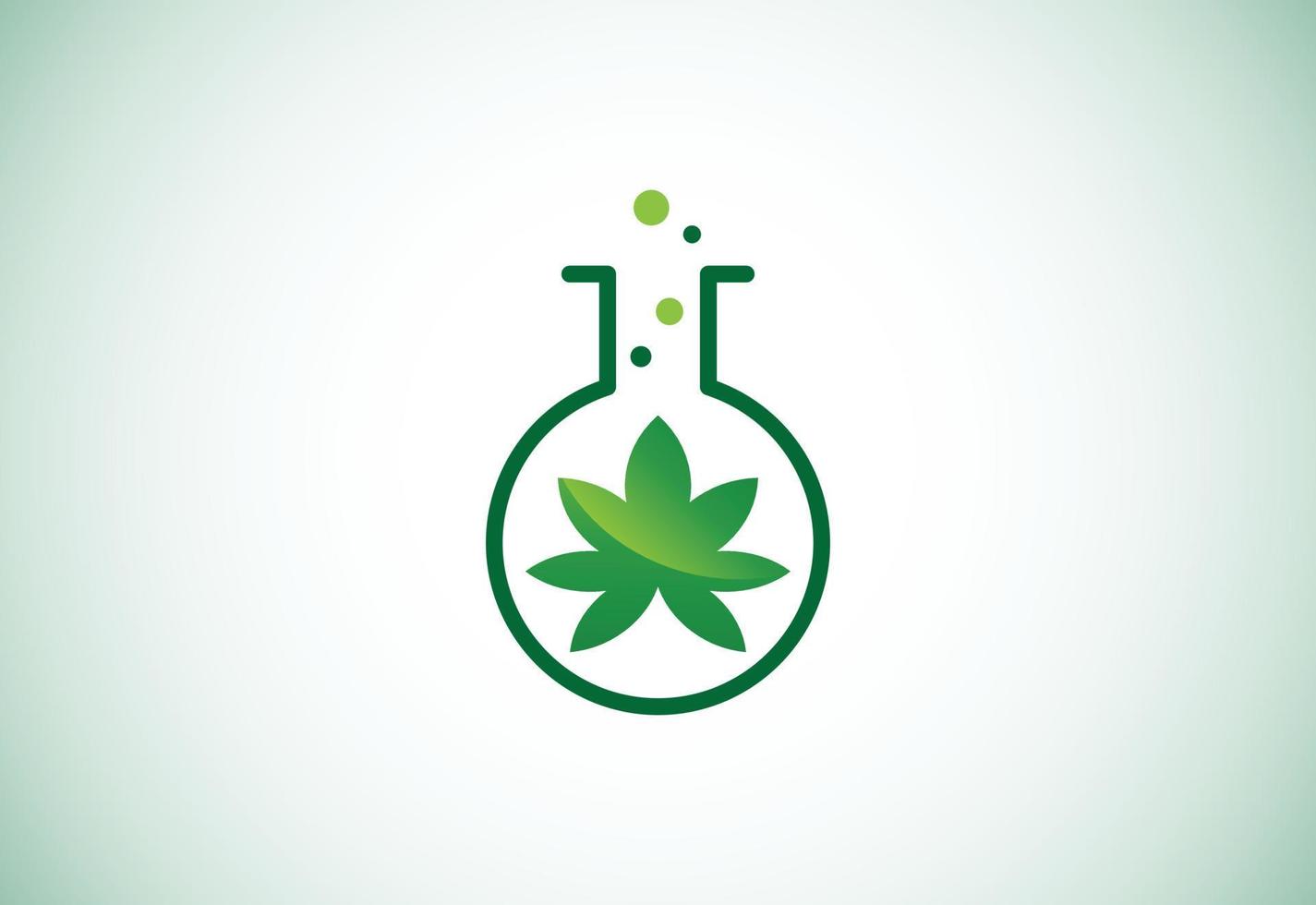 Chemical test tube with marijuana or cannabis leaf icon vector