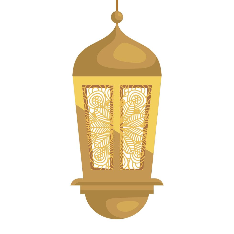 ramadan kareem lantern hanging, golden lantern hanging on white background vector