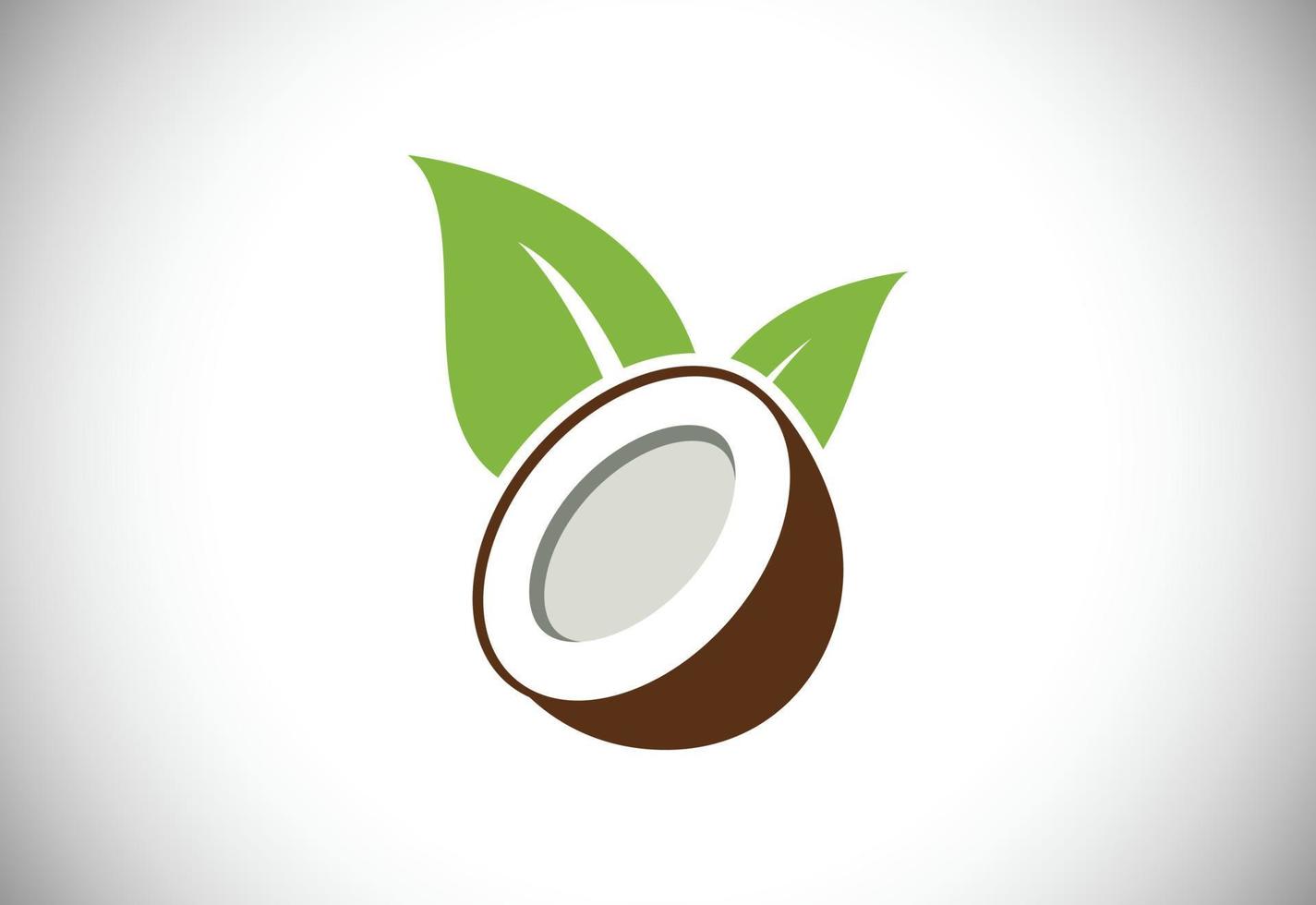 Creative modern coconut with leaves sign logo design template vector