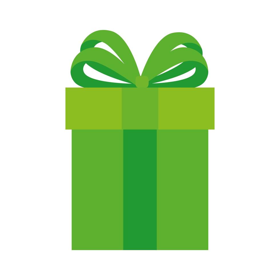 gift box present green color on white background vector
