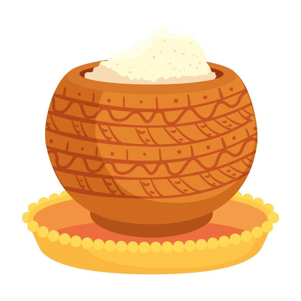 ceramic container with powder, holy celebration vector