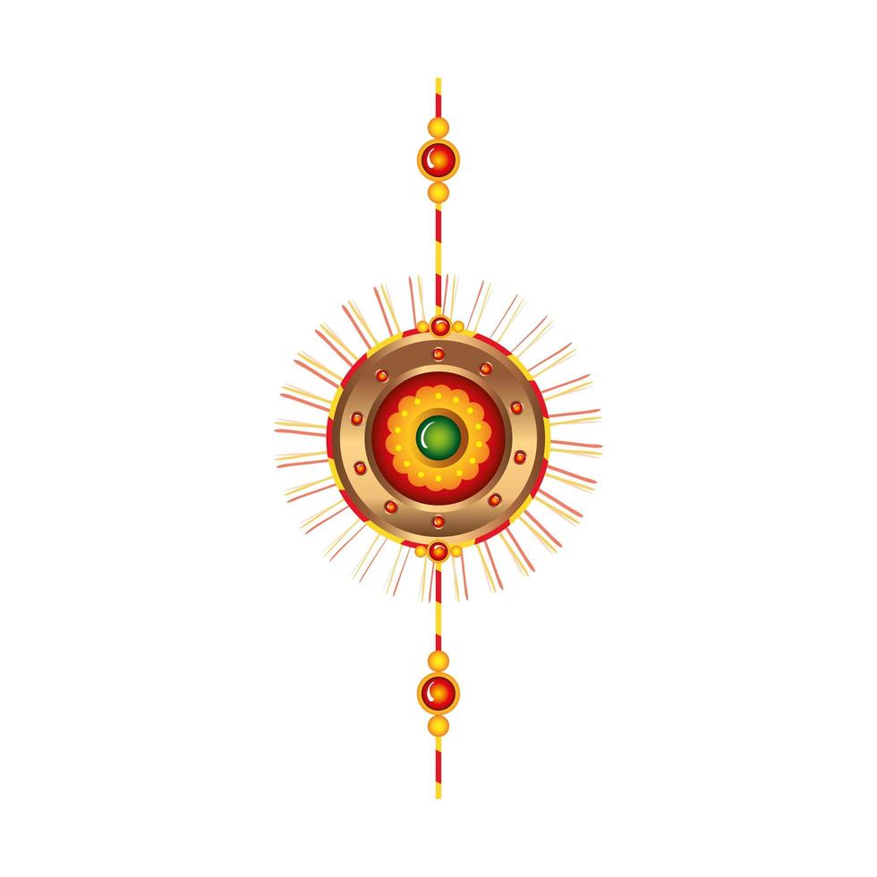 Raksha bandhan, pulsera rakhi sobre fondo blanco. vector