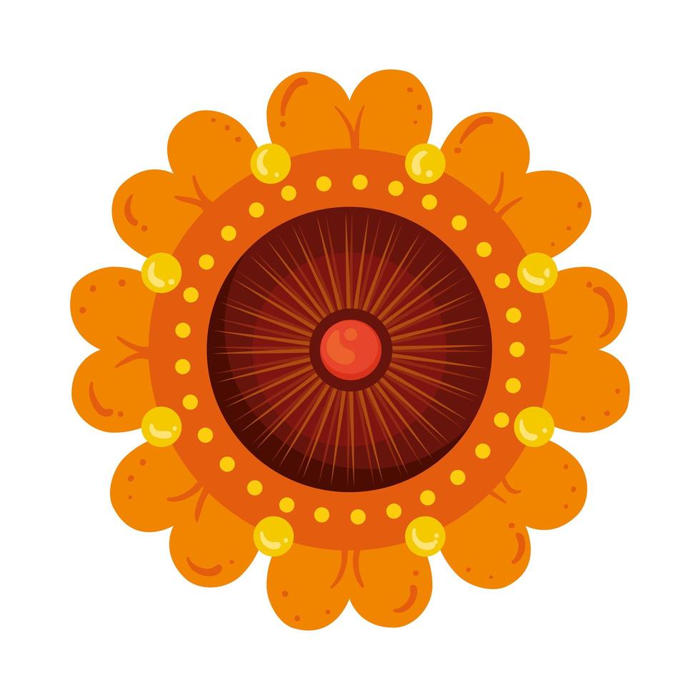 flor color naranja sobre fondo blanco vector