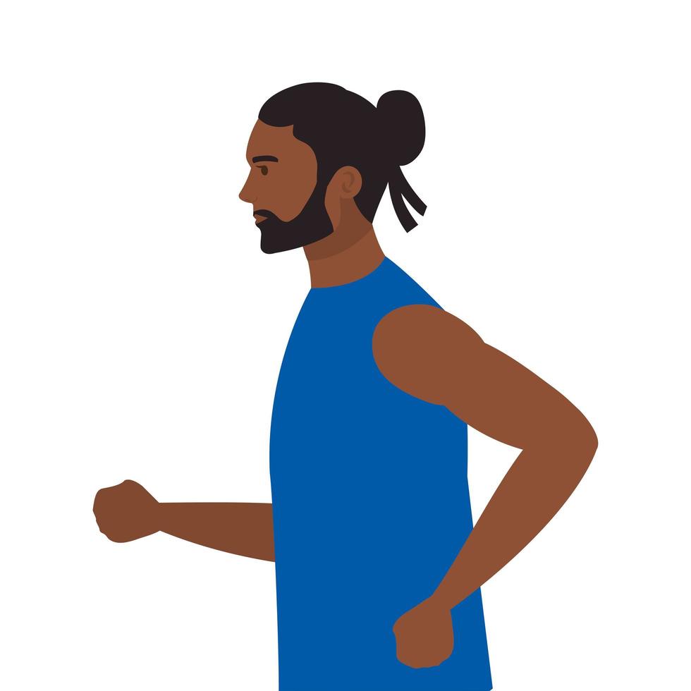 man afro running, man afro in sportswear jogging, male afro athlete, sporty person afro vector