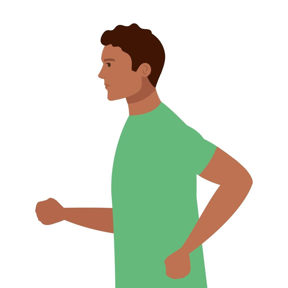 man afro running, man afro in sportswear jogging, male afro athlete, sporty person afro vector