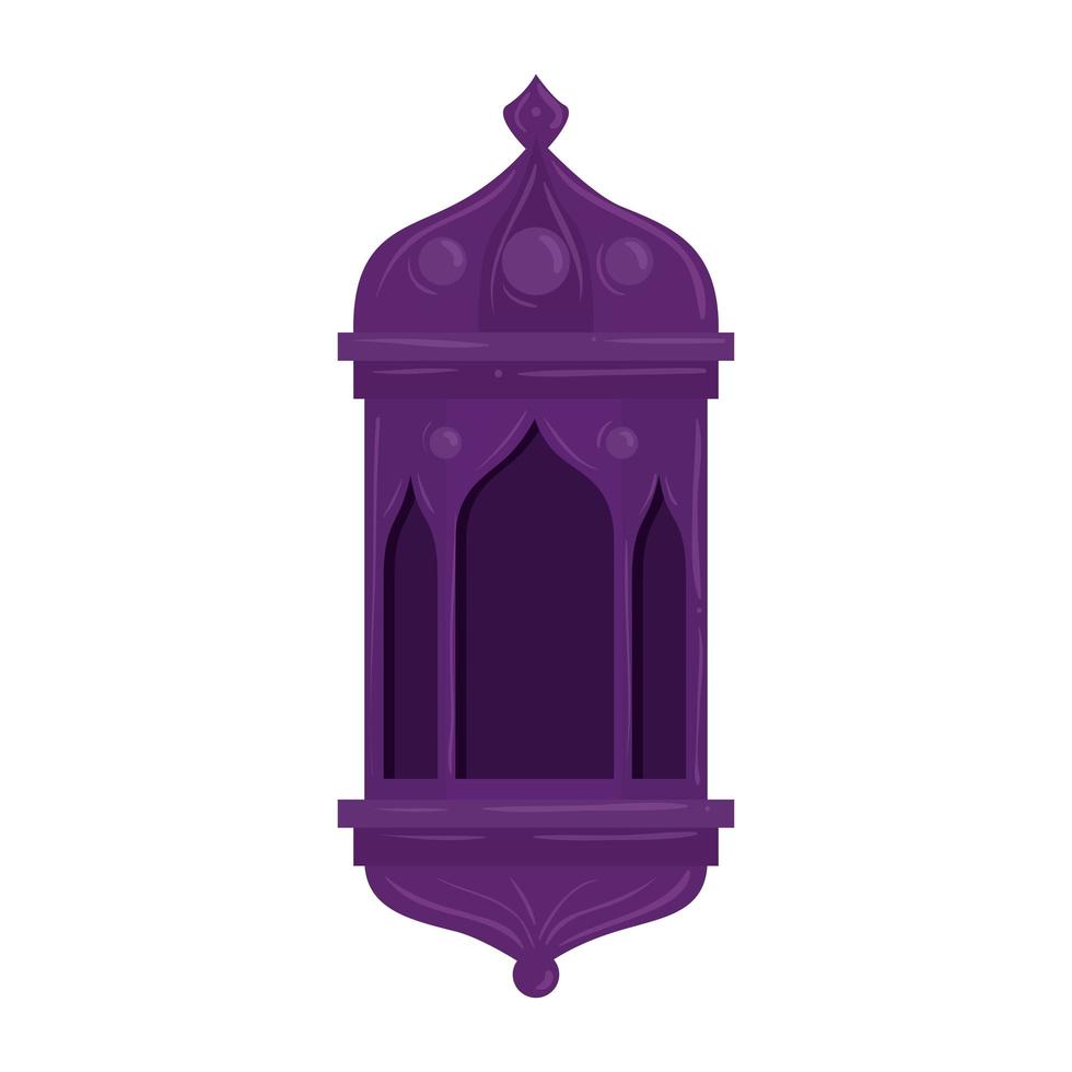 ramadan kareem lantern purple hanging, purple lantern hanging on white background vector