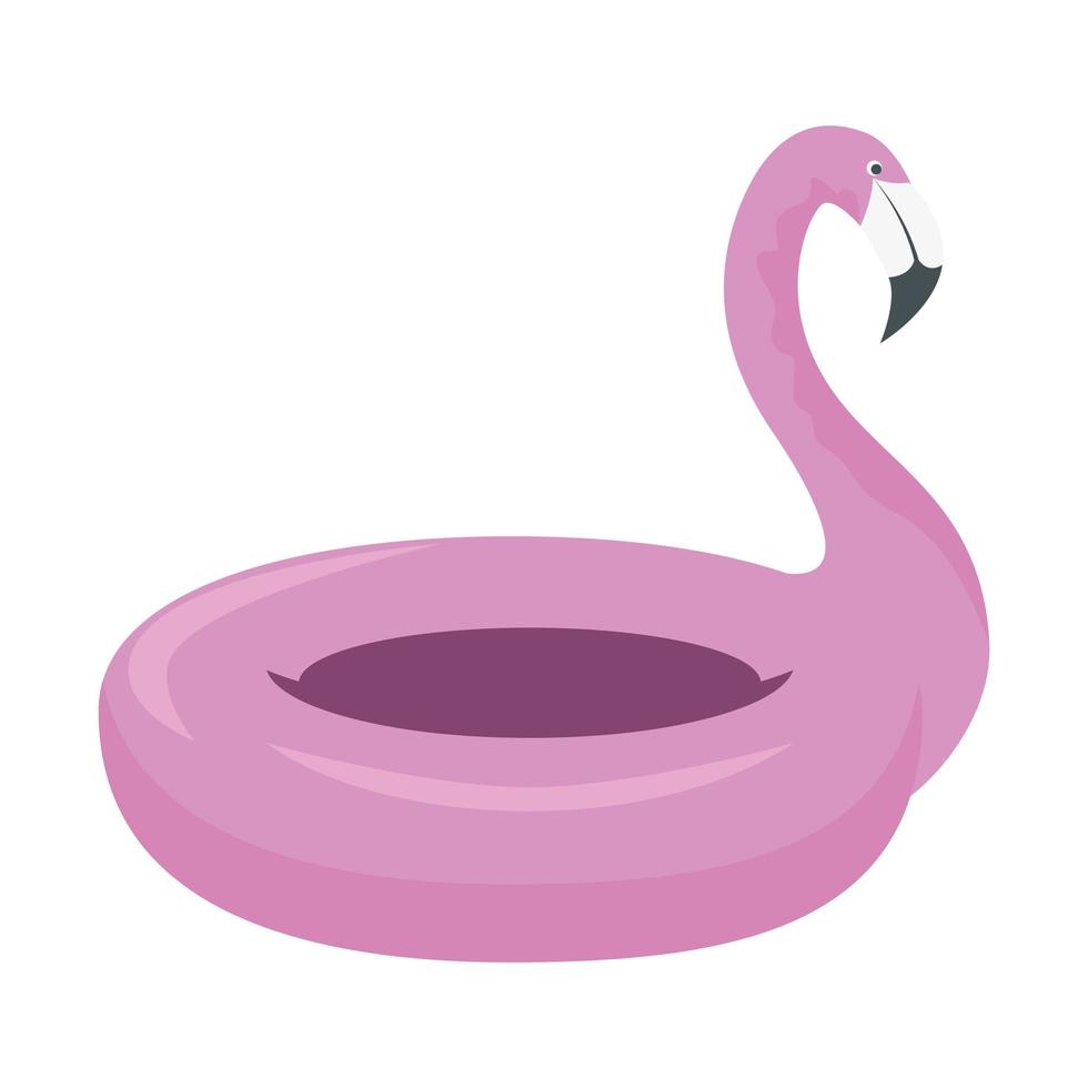 pink flamingo, tropical bird shape inflatable swimming ring vector