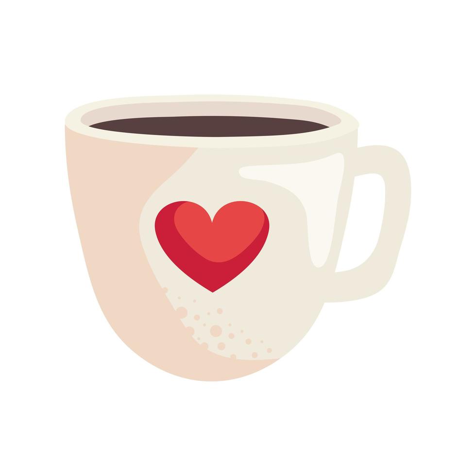 taza de cafe con corazon vector