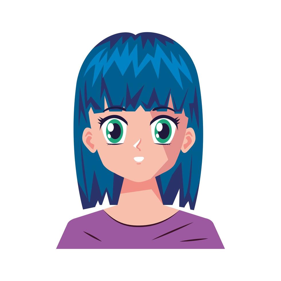 chica con cabello azul vector