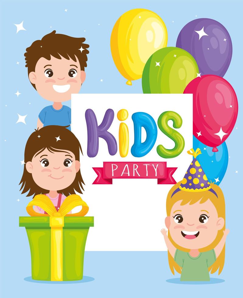 kids in party invitation vector