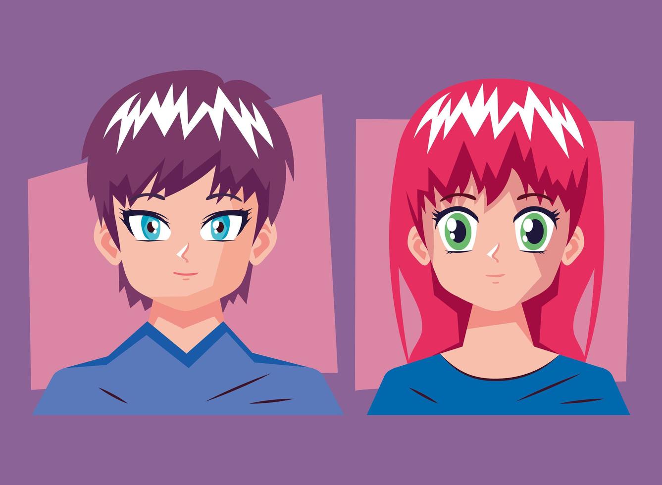 couple anime characters vector