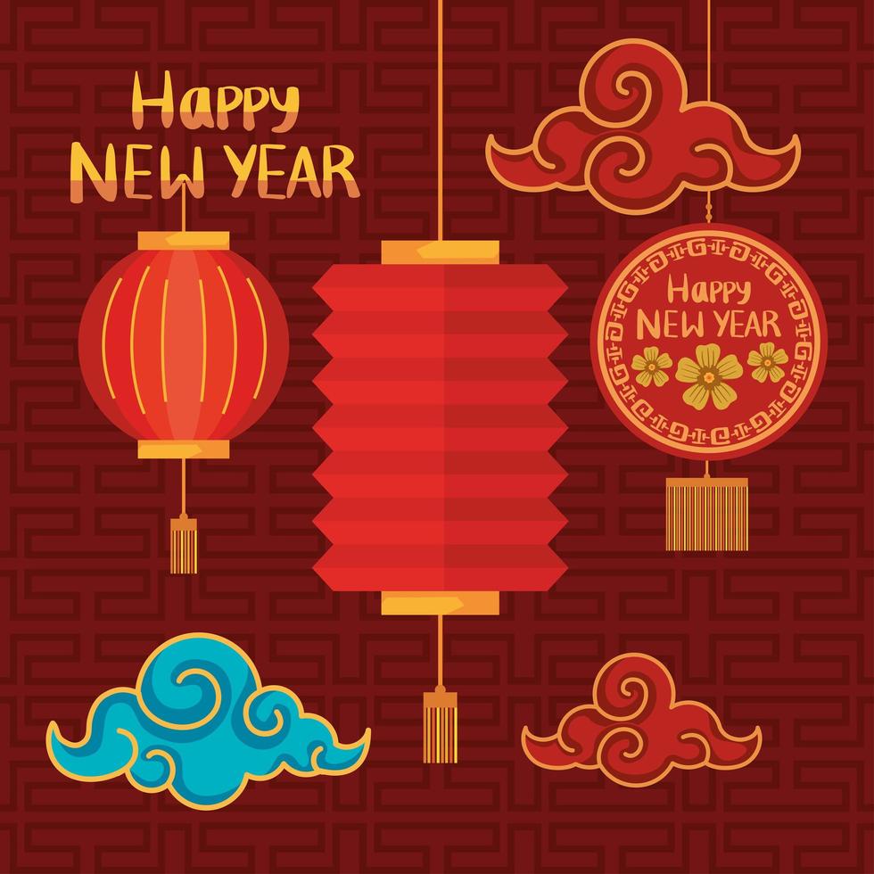 chinese new year postcard vector