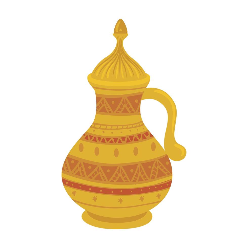 golden arabian teapot , arabic culture heritage on white background vector