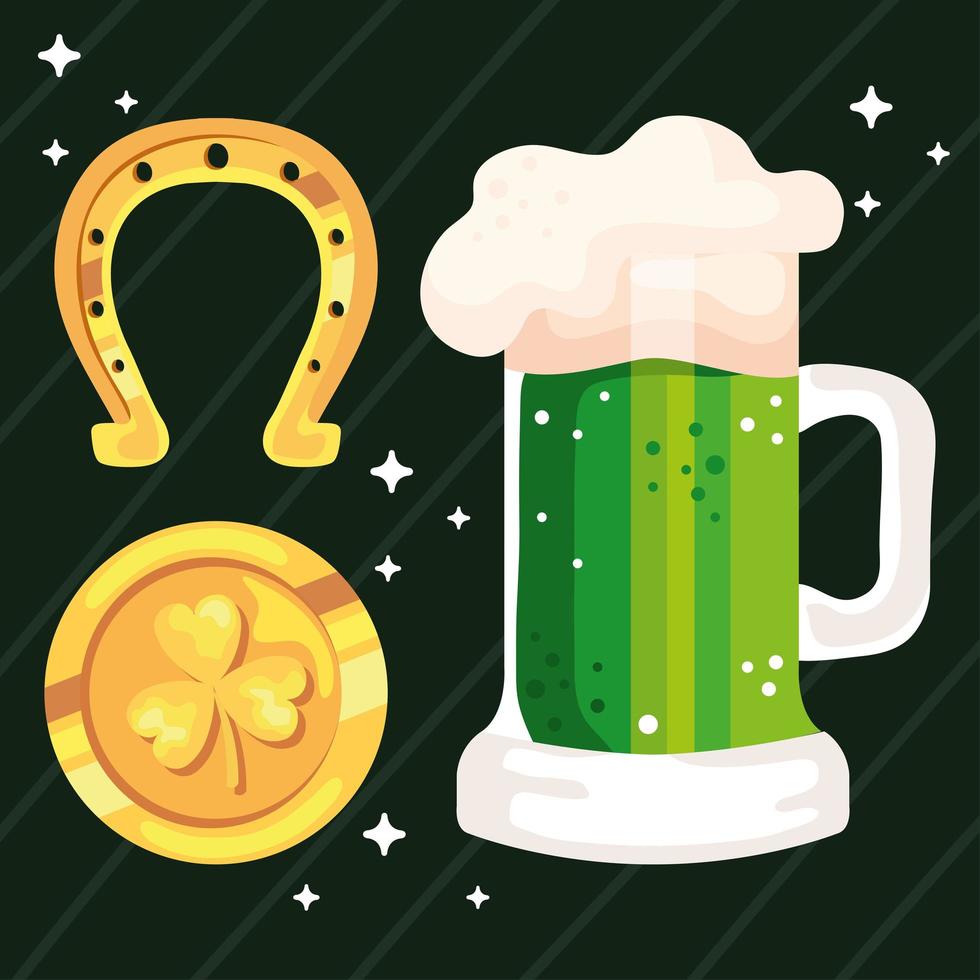 three st patricks day icons vector