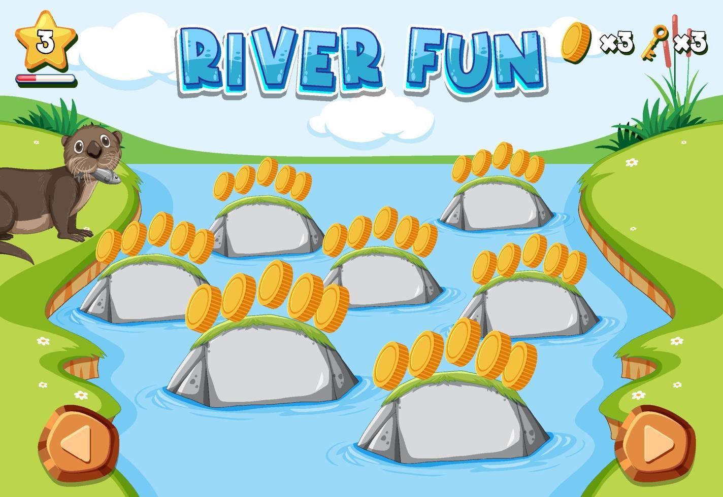 Game template with empty rocks in the river vector