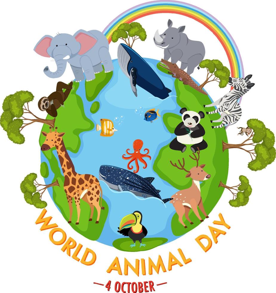 World Animal Day banner with wild animals 5377049 Vector Art at Vecteezy