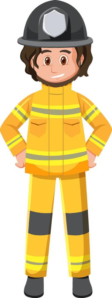 un personaje de dibujos animados de bombero sobre fondo blanco vector