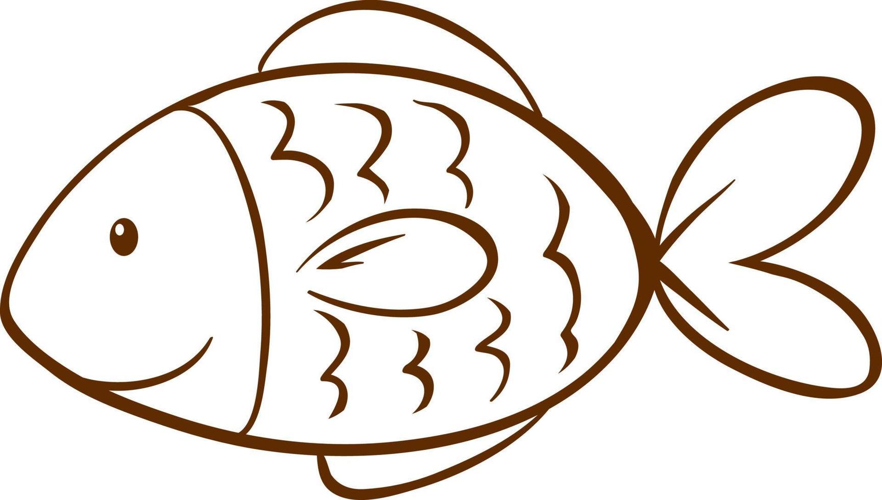 Fish in doodle simple style on white background vector