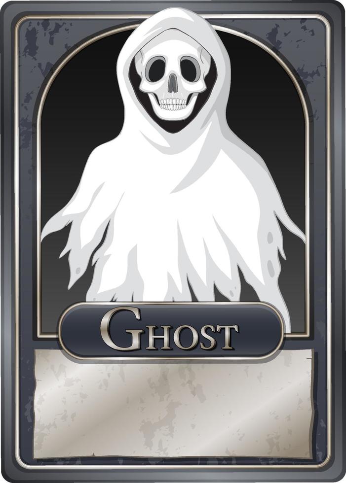 White ghost character game card template vector
