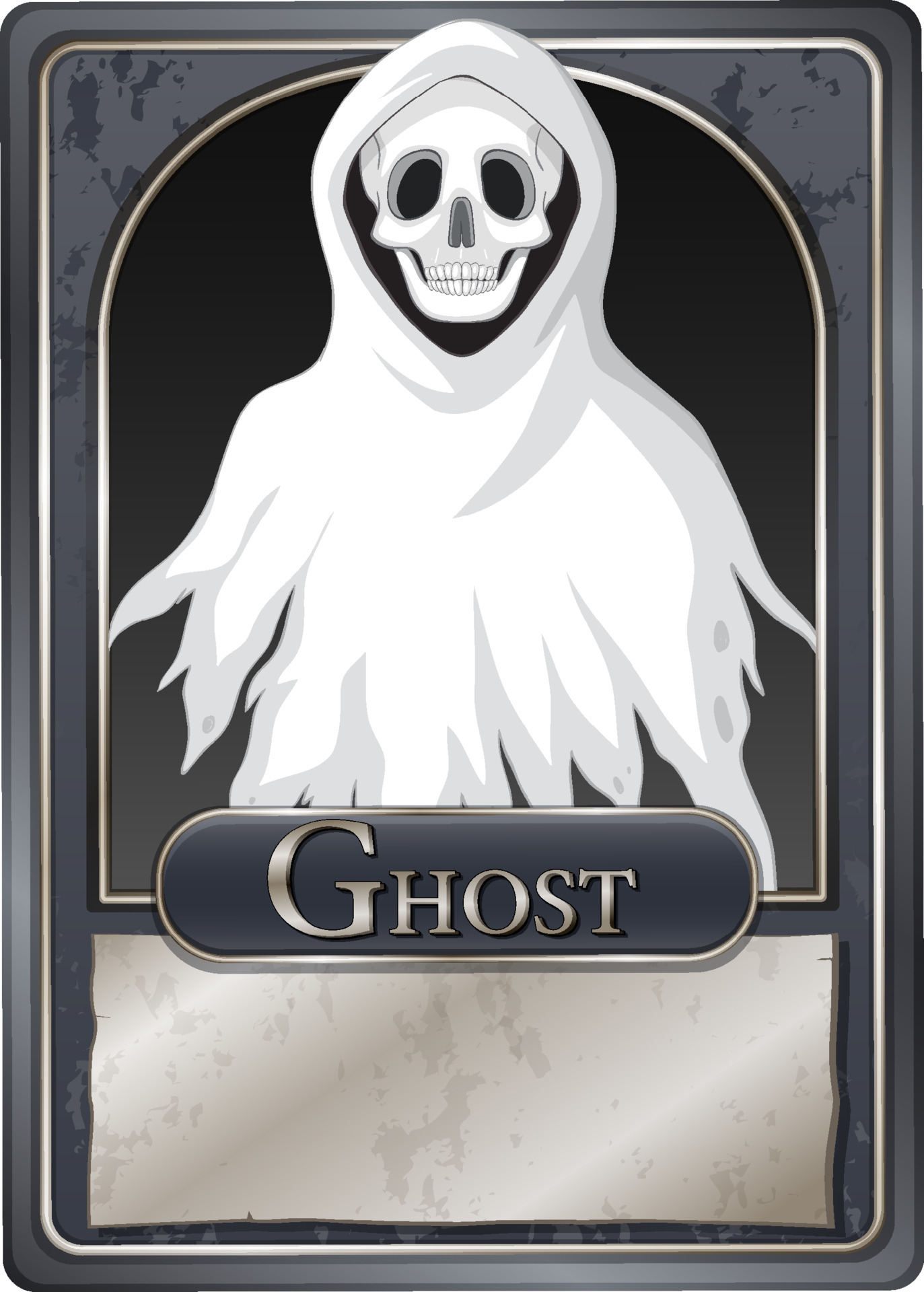 White ghost character game card template 5377115 Vector Art at Vecteezy