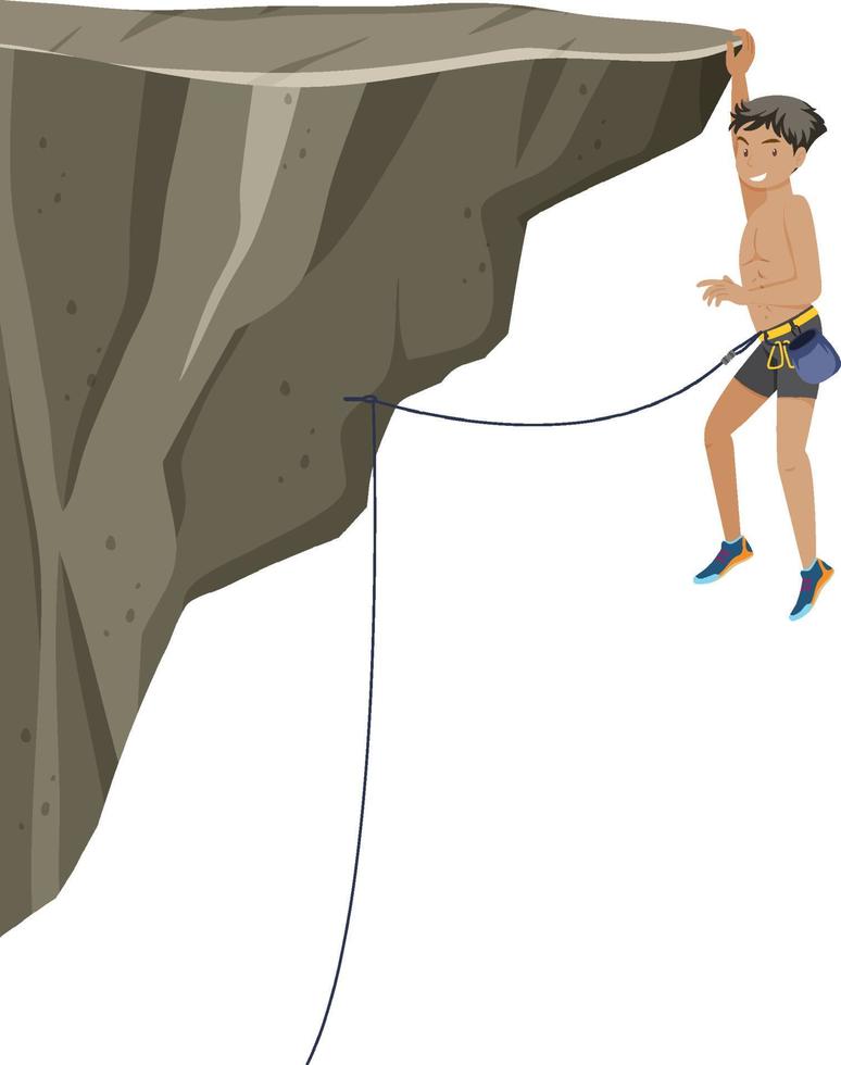 People doing outdoor rock climbing on white background vector