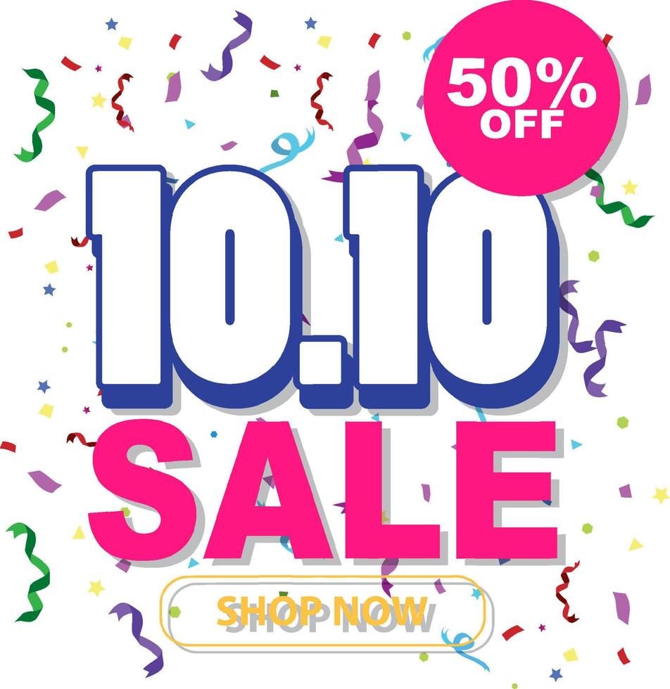 10.10 Sale to 50 percent off promotion banner vector