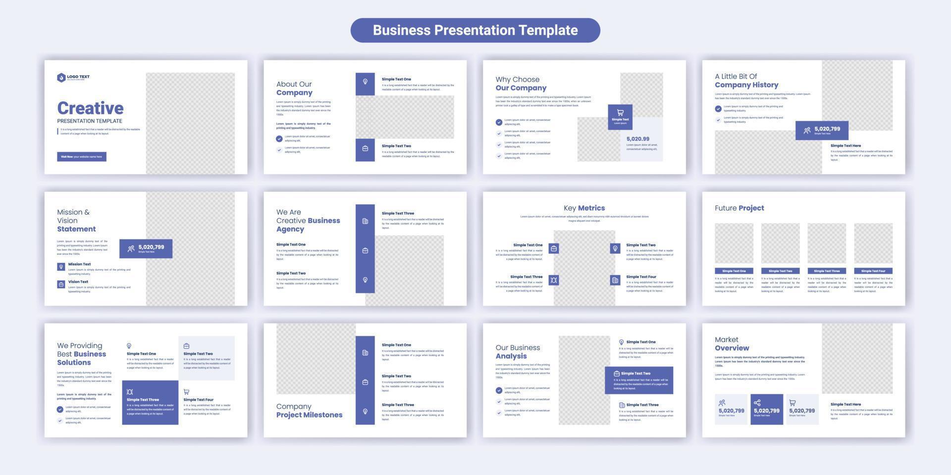 Creative business presentation slides template design. Use for modern presentation background, brochure design, web slider, landing page, annual report, company profile vector