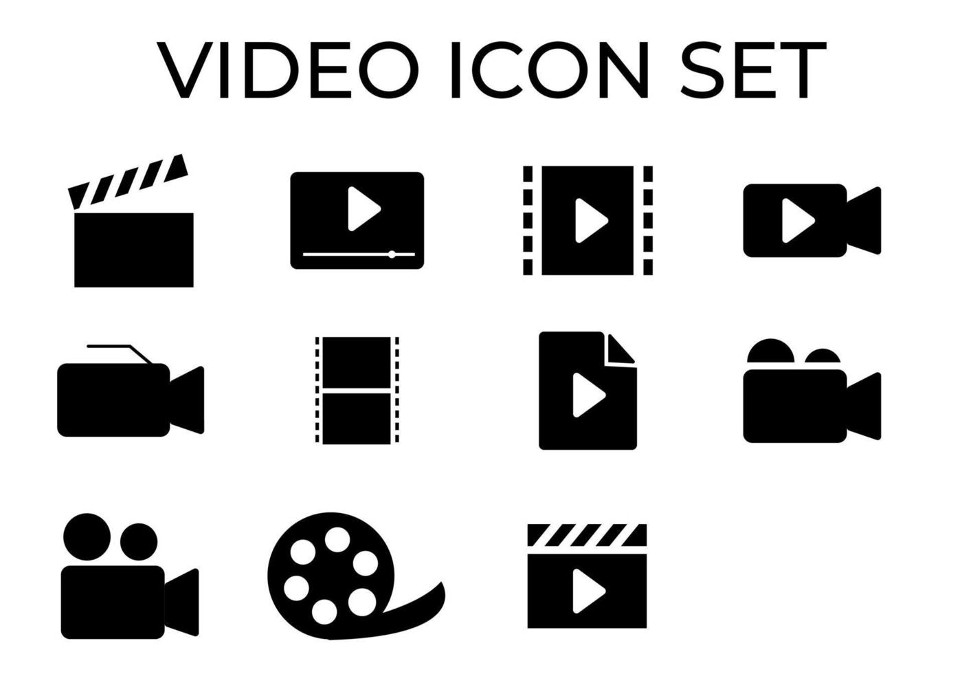 video icon set on white background vector