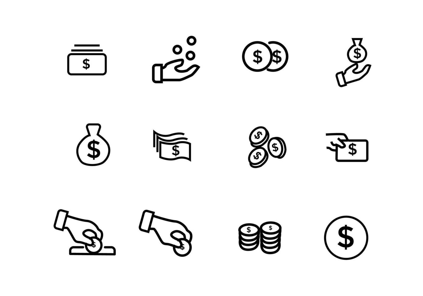 money icon set on white background vector