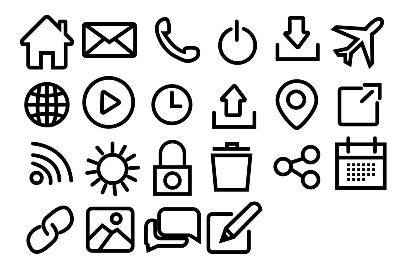 conjunto de iconos de sitio web y aplicación móvil. símbolo para web vector