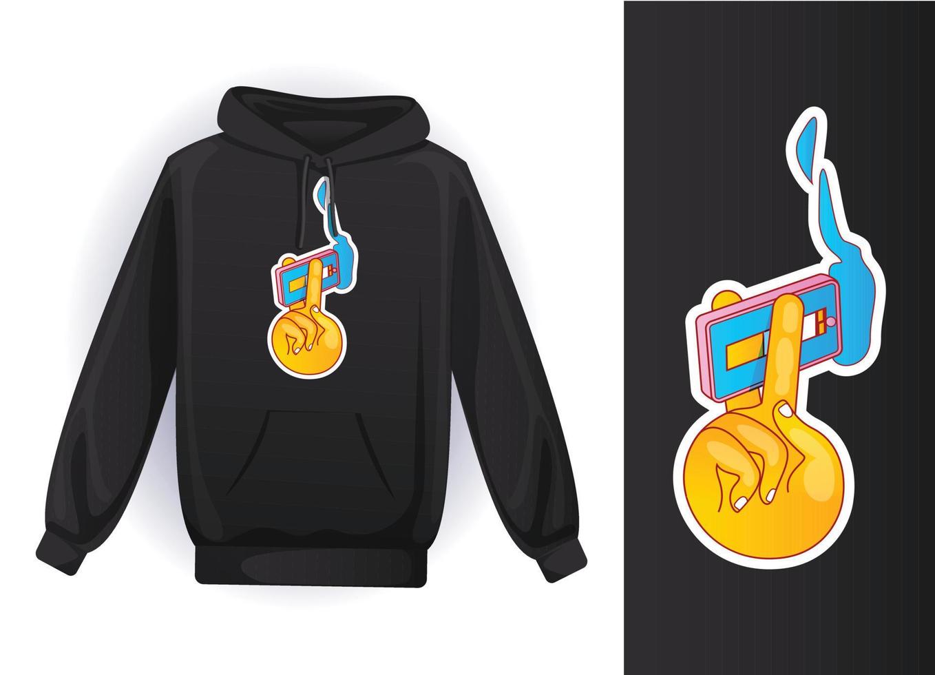T-shirt design mockup, Mobile addiction icon vector design template