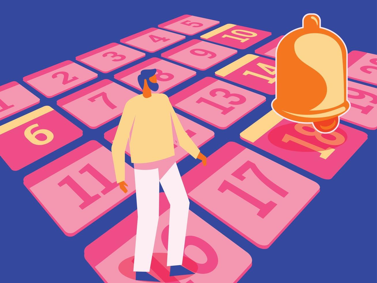 Calendar man on a calendar with remembering bell vector illustration concept