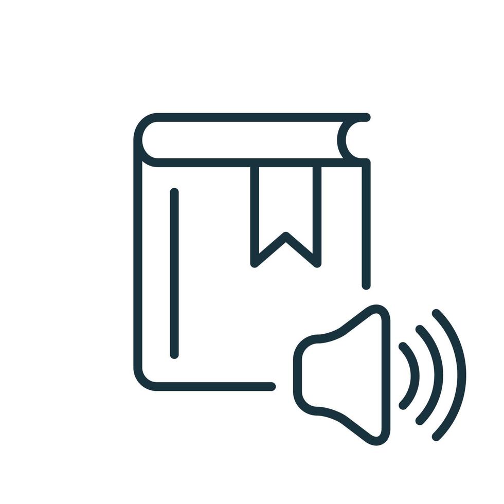 Audio Book Line Icon. Ebook Linear Icon. Online Education and Learning concept. Audio Literature Outline Pictogram. Vector illustration