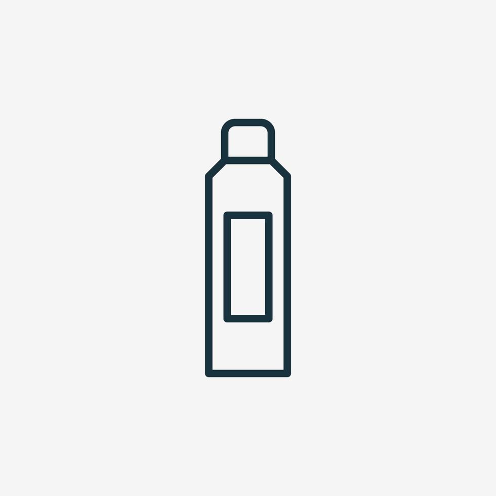 botella de spray para el cuidado del cuerpo y el icono de la línea de higiene. desodorante, spray antitranspirante con pictograma lineal de tapa. laca para el cabello en un icono de embalaje de plástico. ilustración vectorial aislada. vector