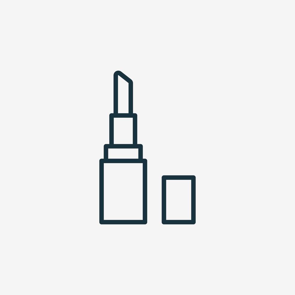 icono de línea de lápiz labial. producto de belleza femenino para pictograma lineal de maquillaje de labios. pomada con icono de gorra. bálsamo cosmético para labios. ilustración vectorial aislada. vector