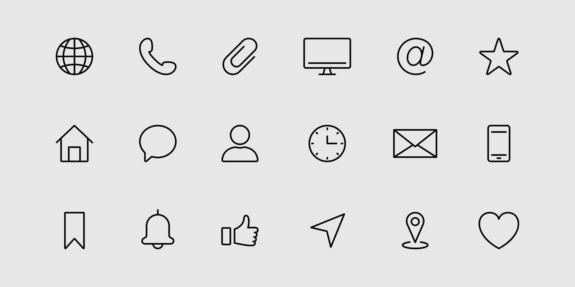Contact Line Icon. Simple User Interface Linear Icon in Flat Style. Address, Mobile Phone, Mail Pictogram. Communication symbol in simple minimalism. Vector illustration