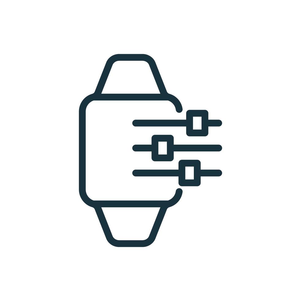 Options of Smart Watch Line Icon. Smartwatch Settings Linear Icon. Control Panel of Electronic Device Pictogram. Vector Illustration.