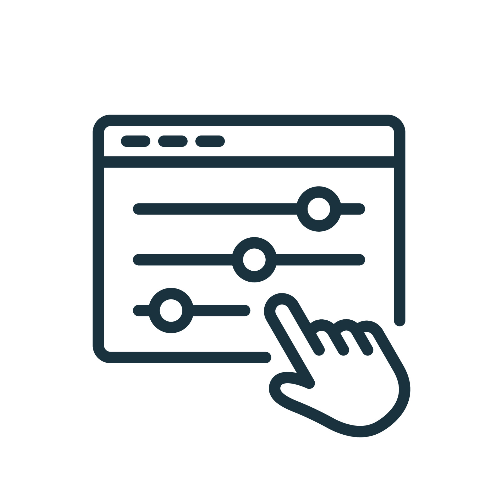 Control Panel Line Icon. Adjustment Button with Hand Linear Pictogram ...