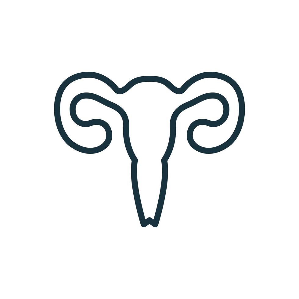 Female Uterus Line Icon. Woman Reproductive System or Organ Linear Pictogram. Uterus, Ovary, Cervix, Fallopian Tube Outline Icon. Female Womb. Isolated Vector Illustration