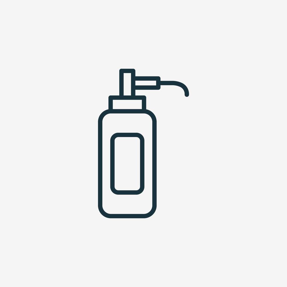 icono de línea de botella de plástico de jabón líquido. pictograma lineal del contenedor de detergente. icono de tubo de lavado a mano. botella de plástico para belleza o medicina. ilustración vectorial aislada. vector